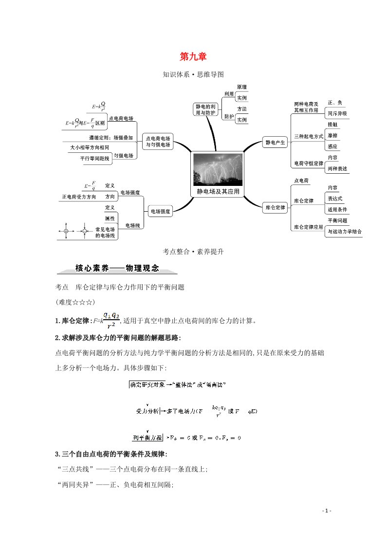 2021_2022学年新教材高中物理第九章静电场及其应用阶段提升课学案新人教版必修第三册20210628242