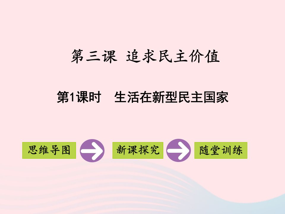 2022九年级道德与法治上册第二单元民主与法治第三课追求民主价值第1框生活在新型民主国家教学课件新人教版