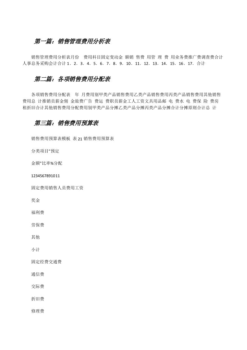 销售管理费用分析表[修改版]