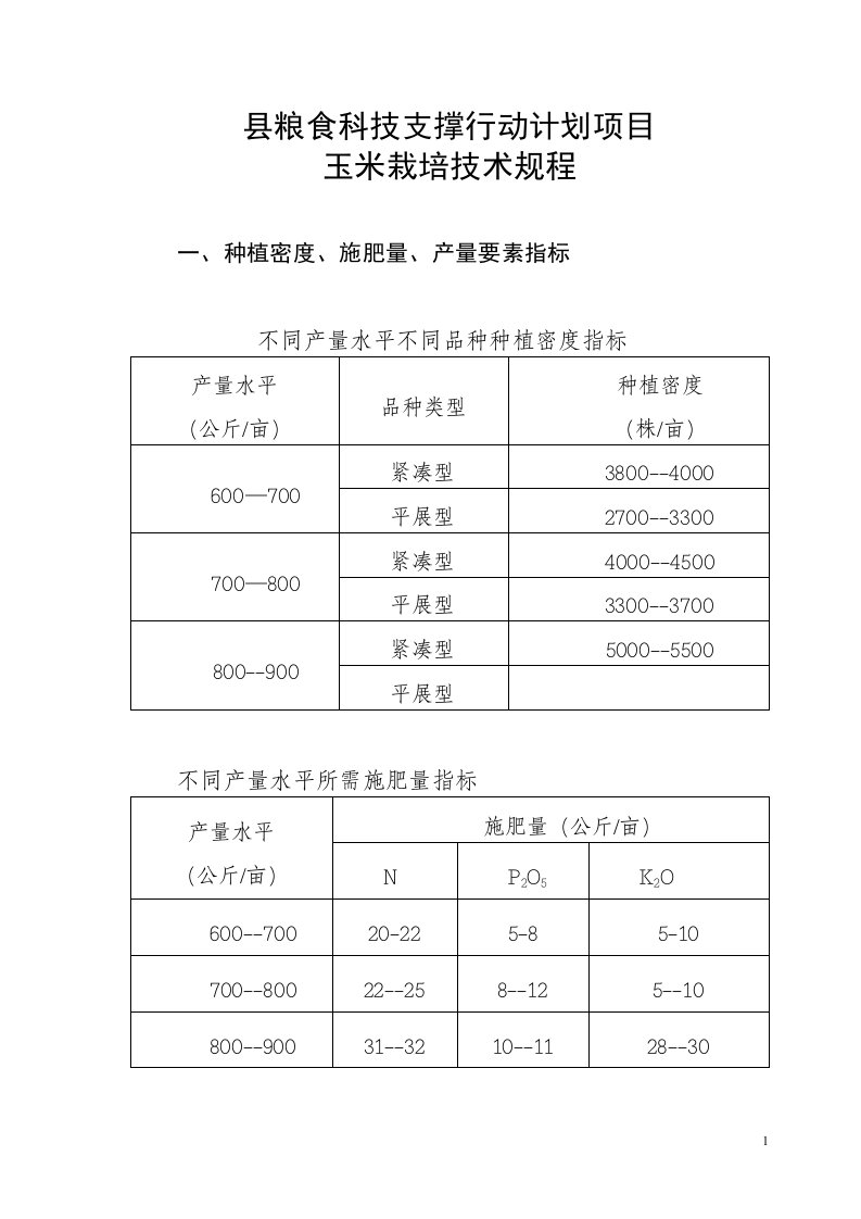 玉米栽培技术规程