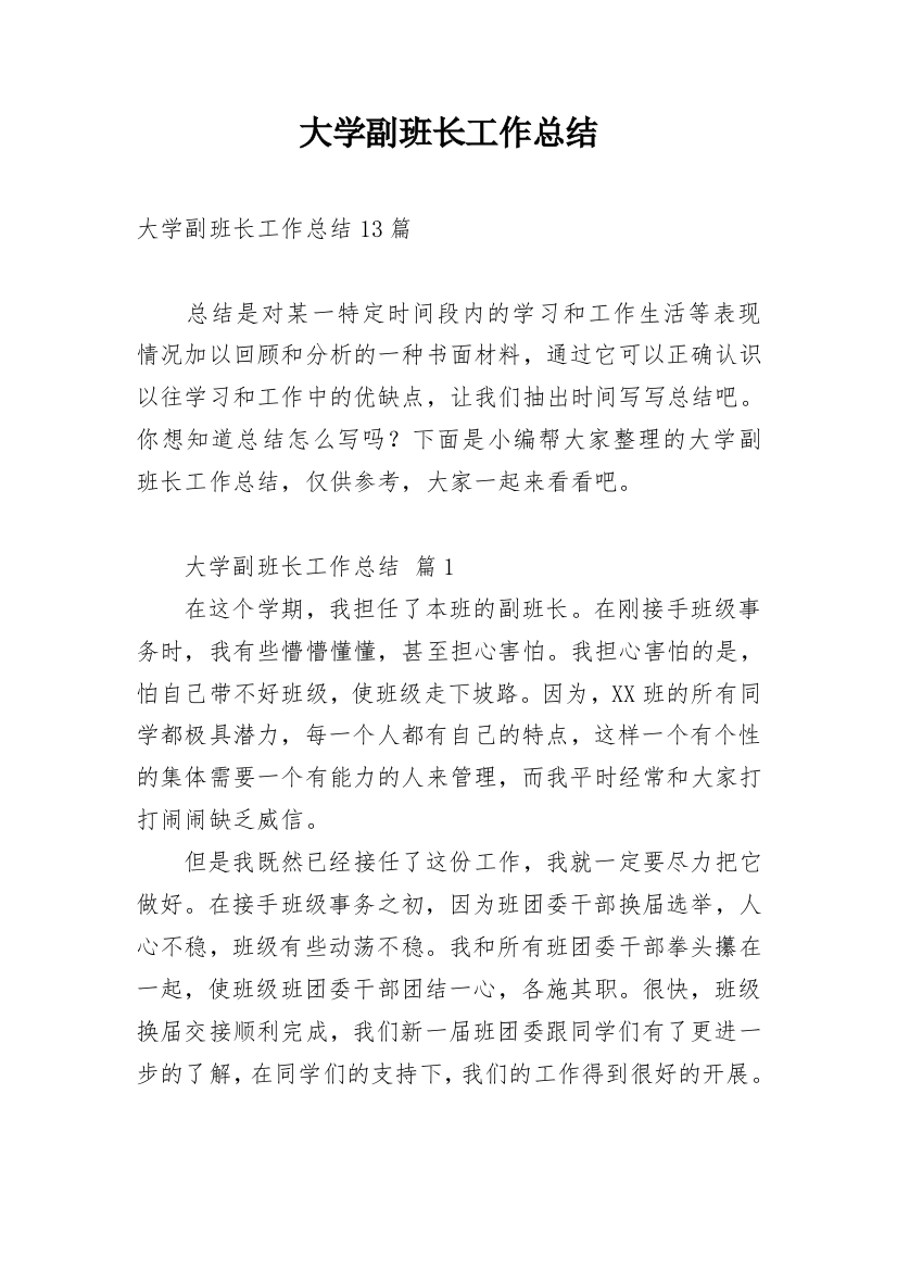 大学副班长工作总结_13