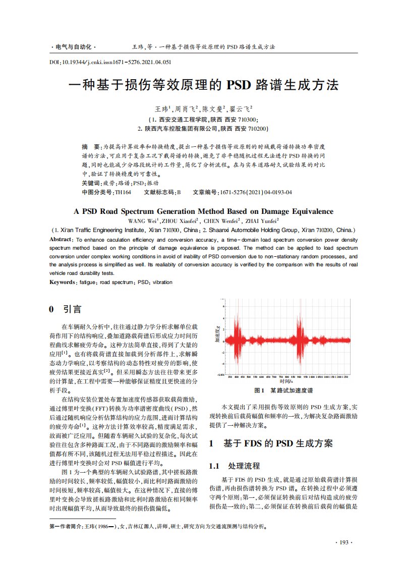 一种基于损伤等效原理的psd路谱生成方法参考