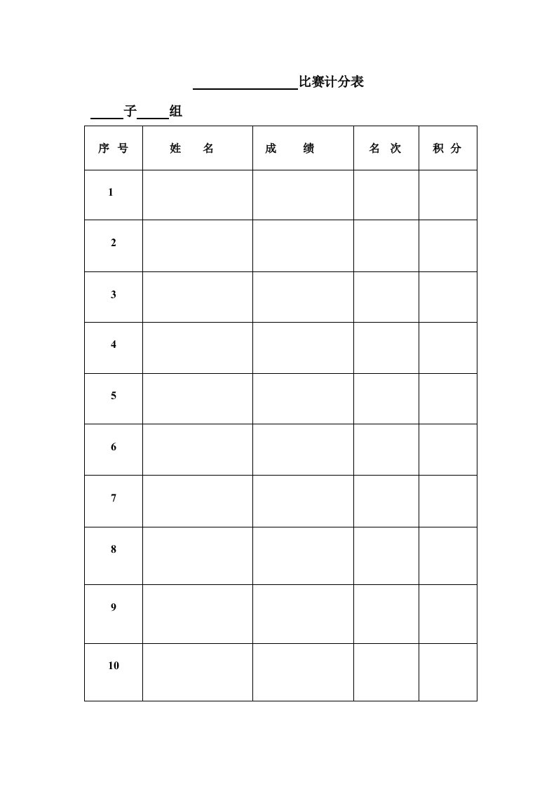 一分钟跳绳比赛计分表