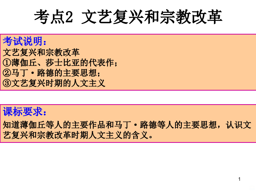 高考一轮复习文艺复兴与宗教改革