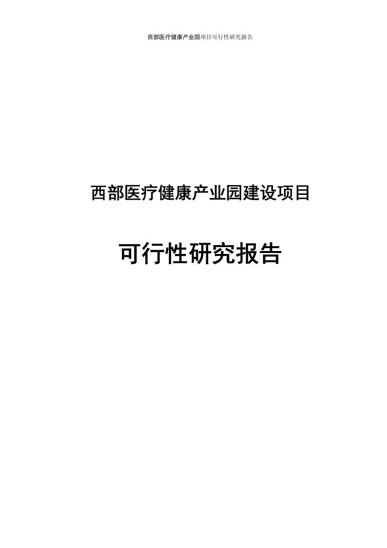 西部医疗健康产业园项目可行性研究报告