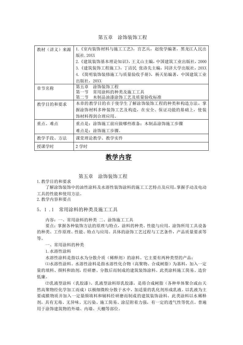 建筑工程管理-第五章涂饰装饰工程教材讲义来源1室内装饰材料与施