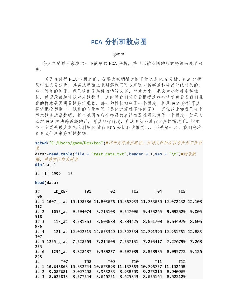 R语言绘图PCA分析和散点图