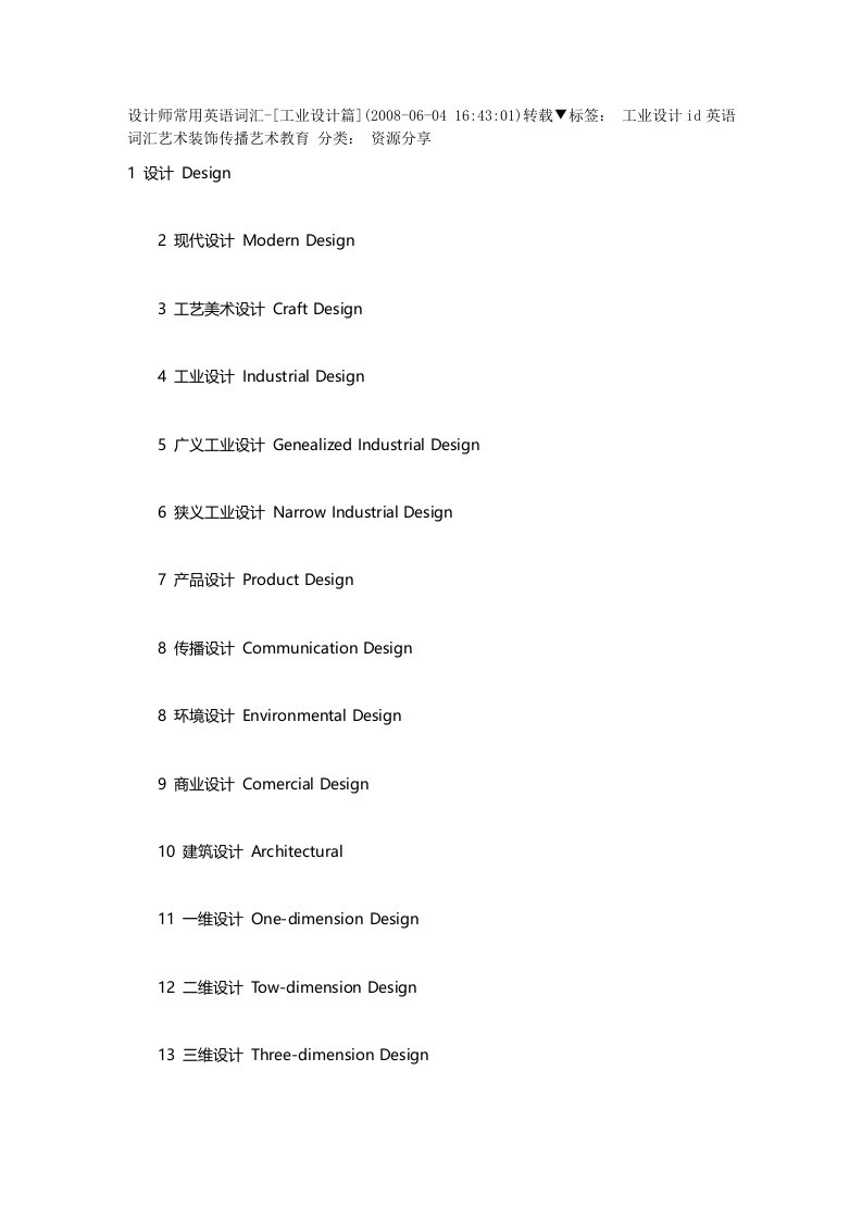 设计师常用英语词汇工业设计篇