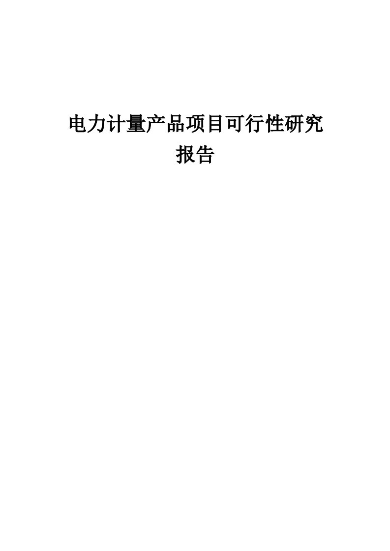 2024年电力计量产品项目可行性研究报告