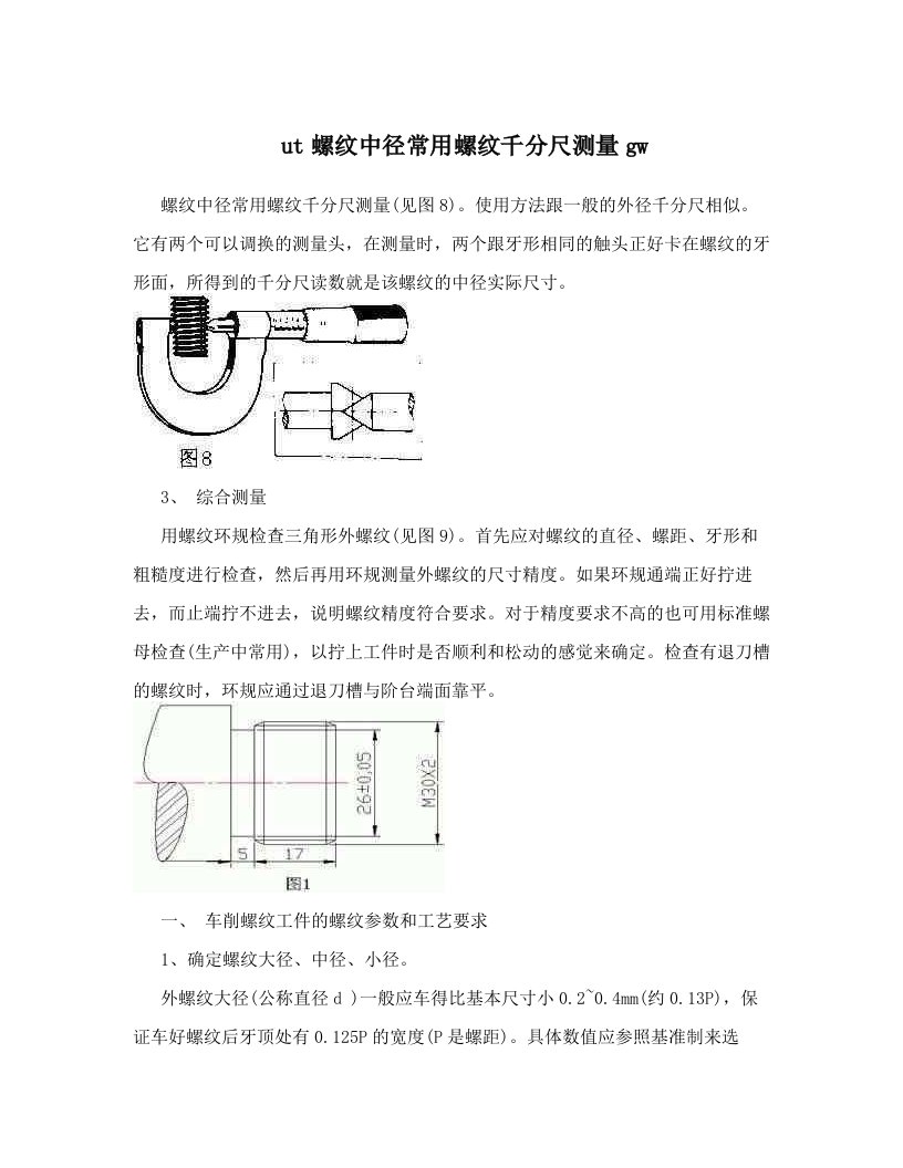 ut螺纹中径常用螺纹千分尺测量gw