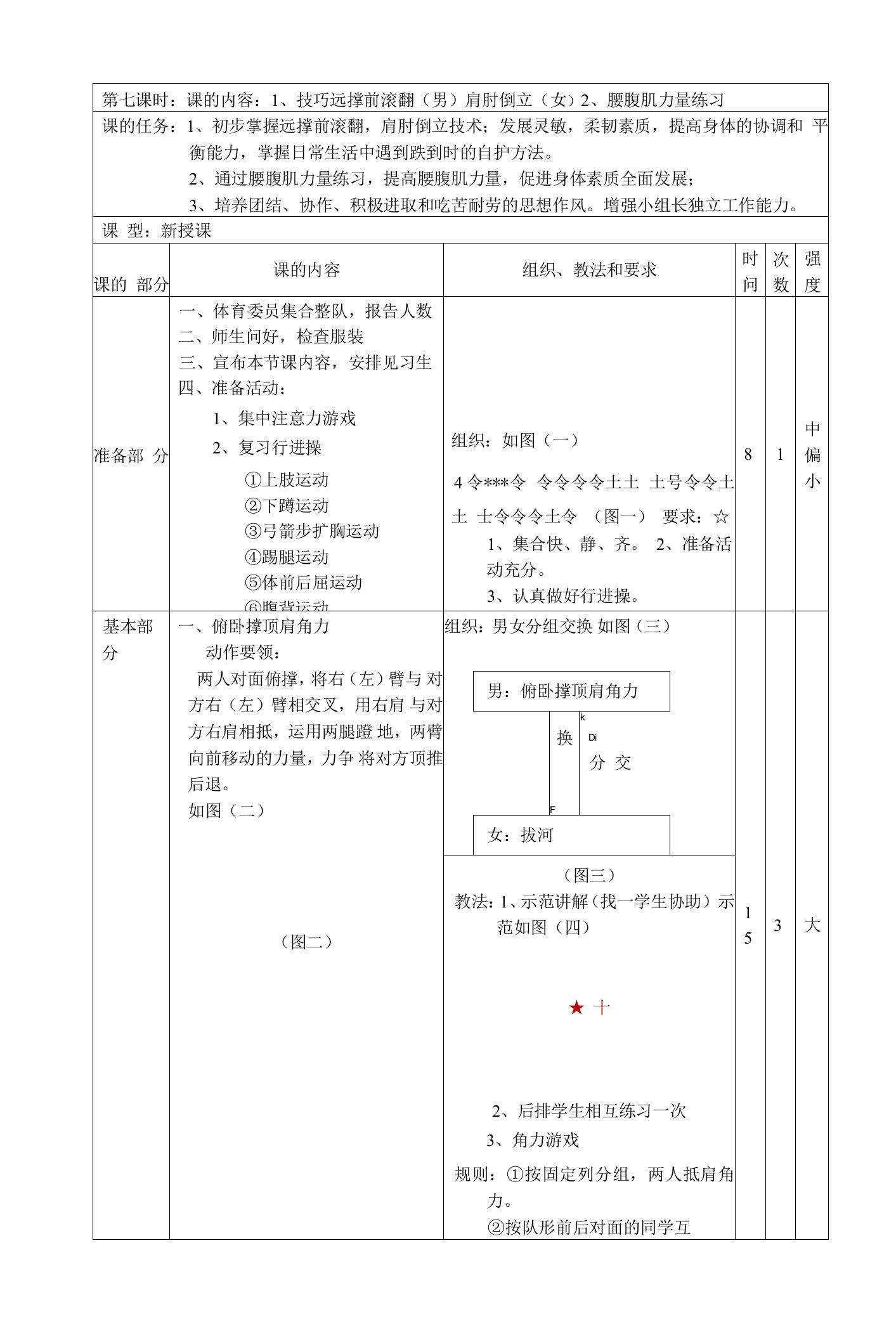 七年级下学期体育第七课时腰腹肌力量练习教案