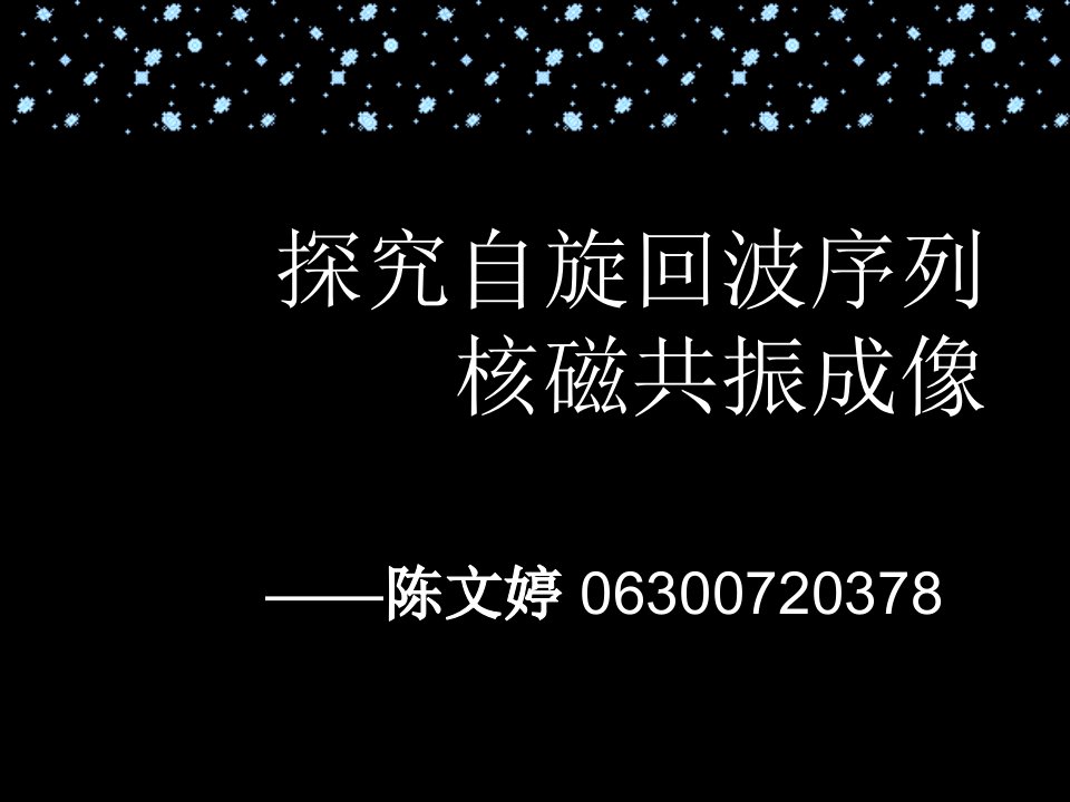 探究自旋回波序列核磁共振成像(PPT课件)