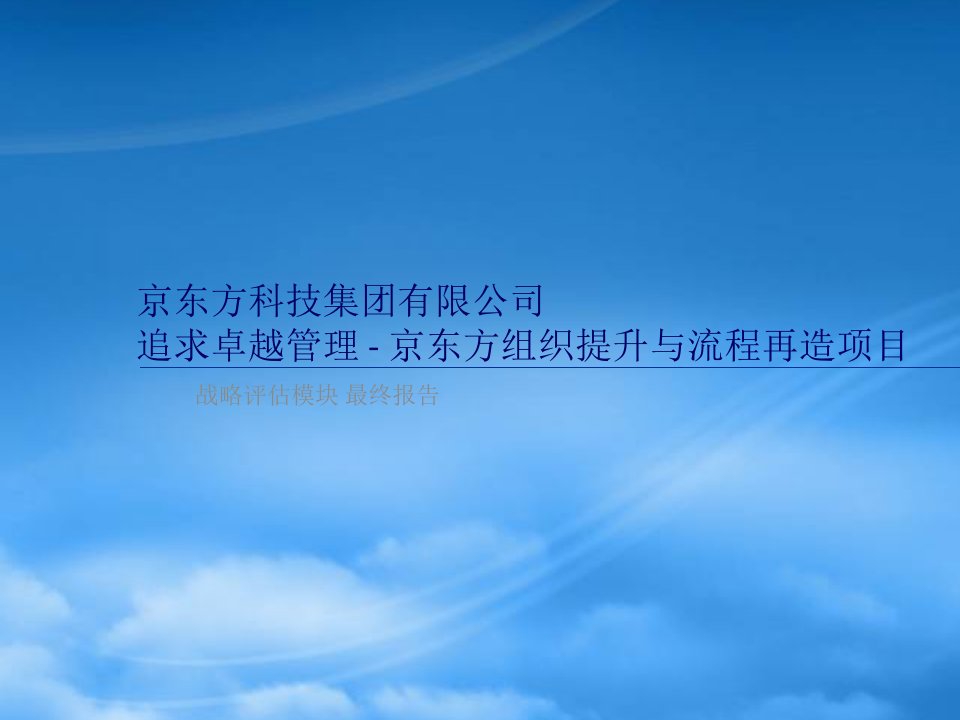 京东方科技集团有限公司追求卓越管理京东方组织提升与流程再造项目