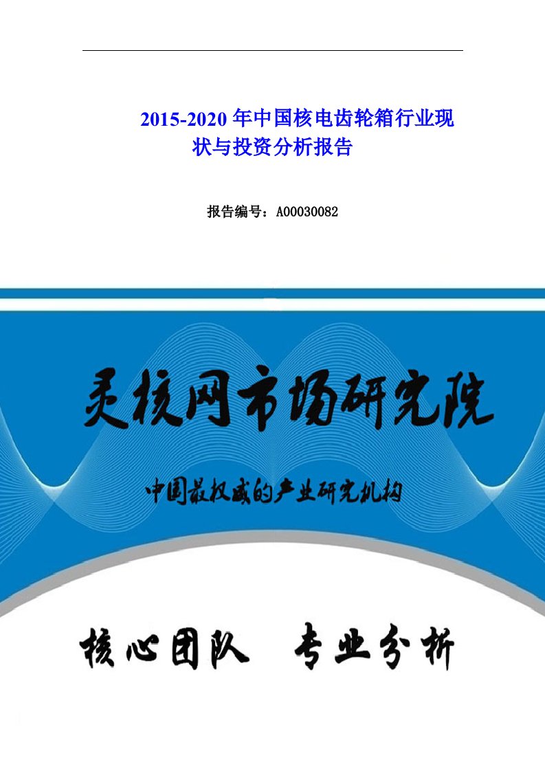 中国核电齿轮箱行业市场分析与发展趋势研究报告-灵核网