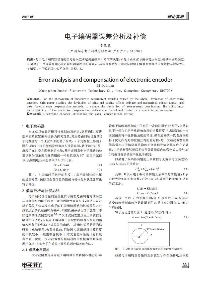 电子编码器误差分析及补偿