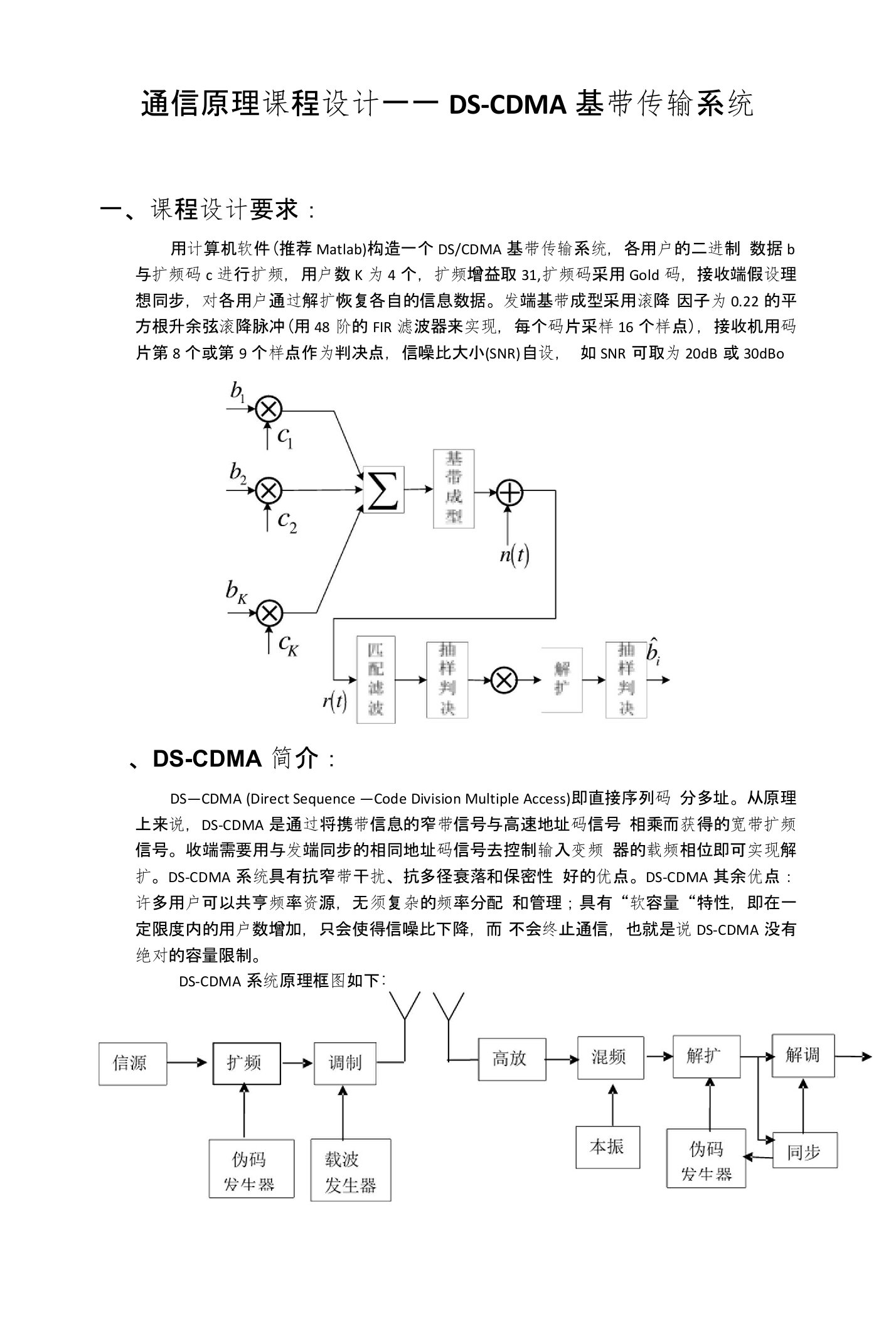 DS-CDMA数字基带传输系统MATLAB仿真图程序代码