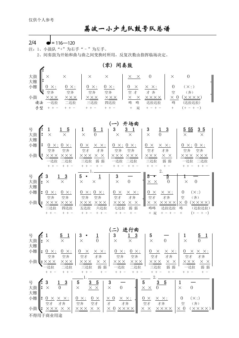 少先队鼓号队总谱0—10套