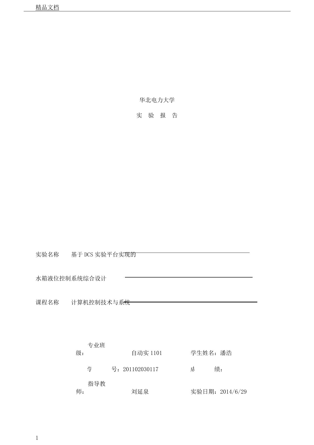 DCS实验报告计划