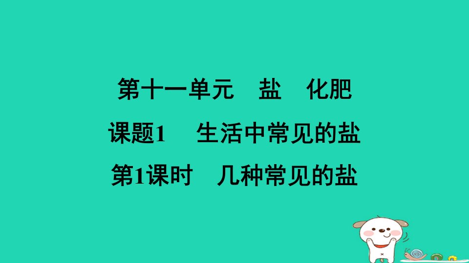 安徽省2024九年级化学下册第十一单元盐化肥课题1第1课时几种常见的盐小册课件新版新人教版