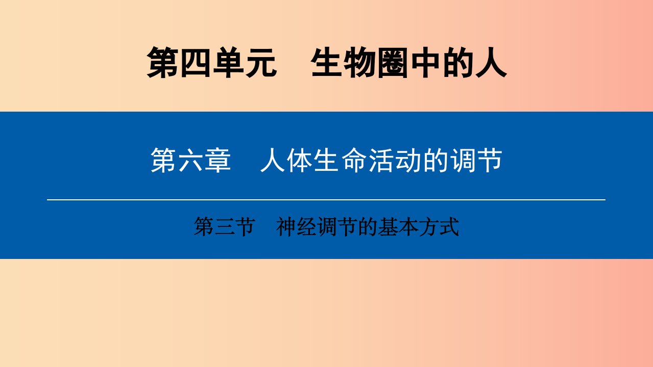 2019年七年级生物下册第四单元第六章第三节神经调节的基本方式课件