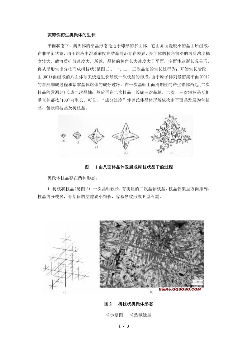 灰铸铁初生奥氏体生长