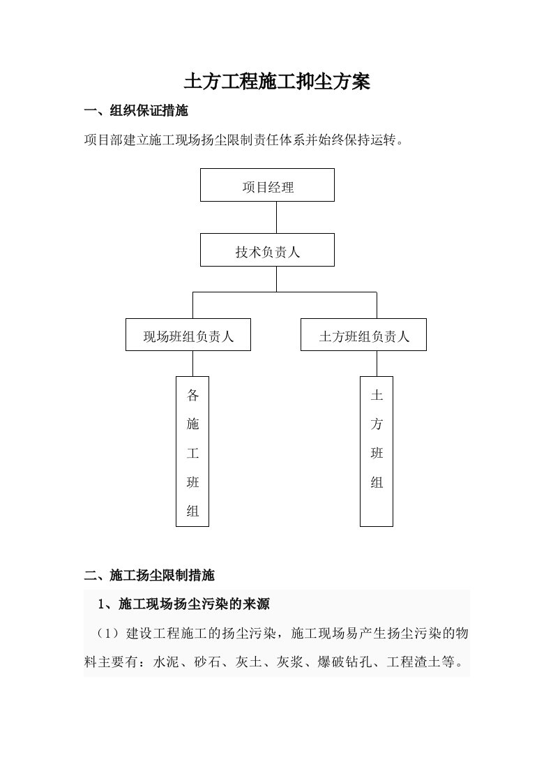 土方开挖施工扬尘控制专项方案