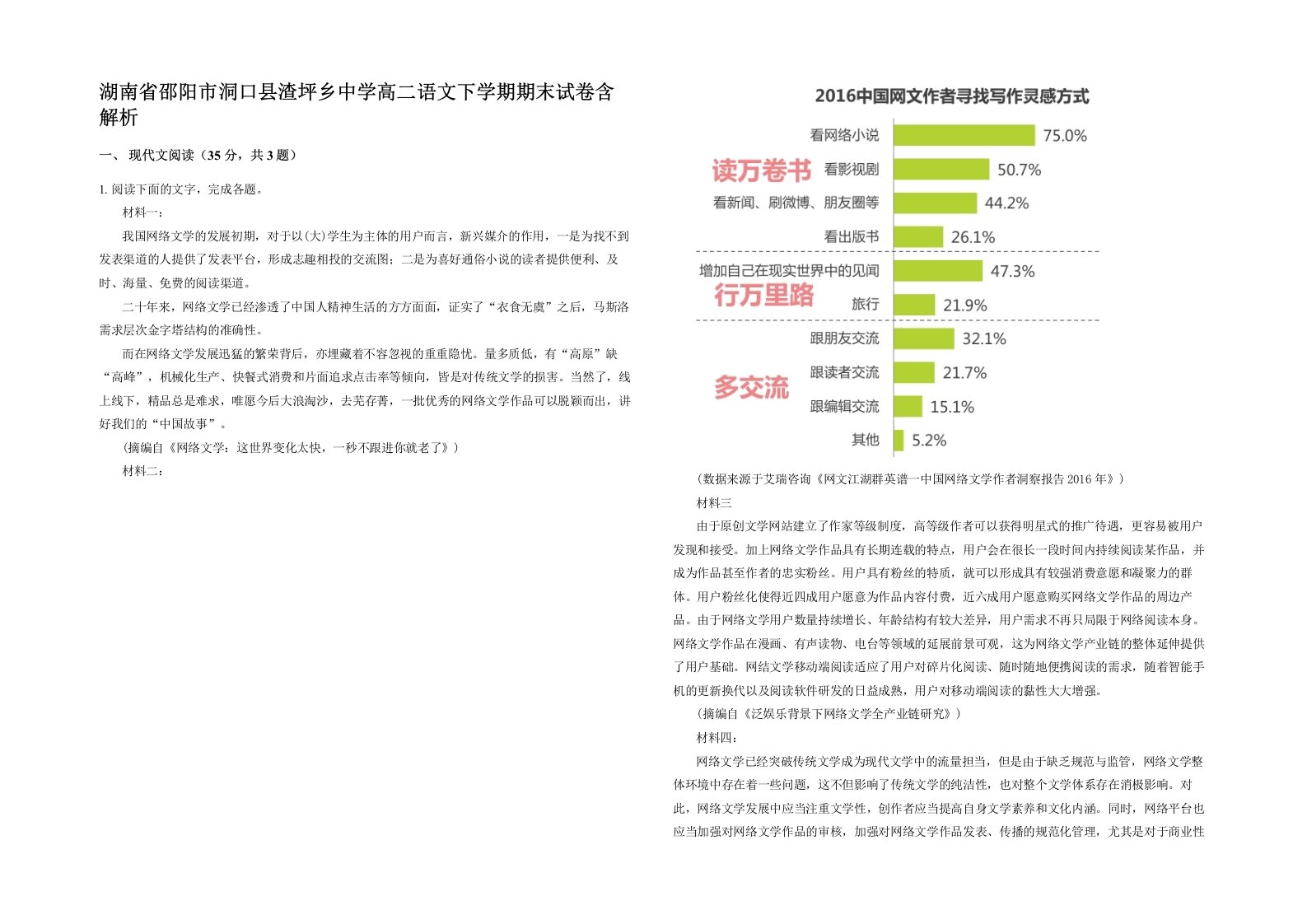 湖南省邵阳市洞口县渣坪乡中学高二语文下学期期末试卷含解析