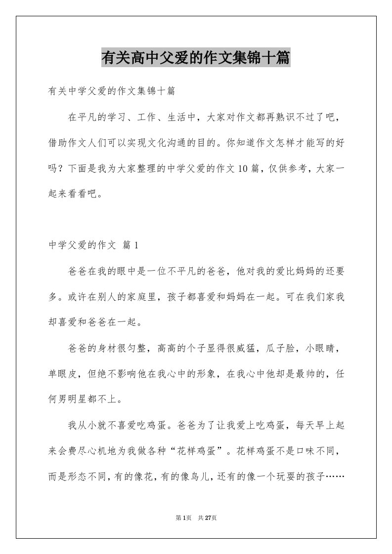 有关高中父爱的作文集锦十篇