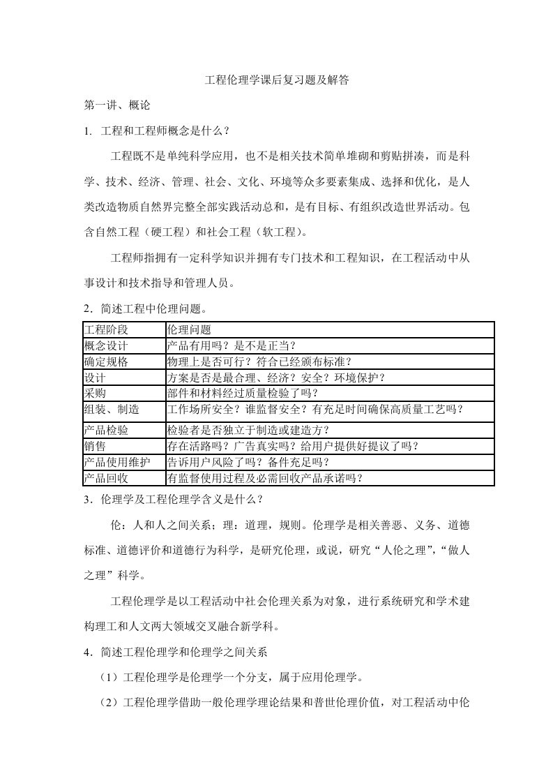 工程伦理学课后复习题及解答11649样稿