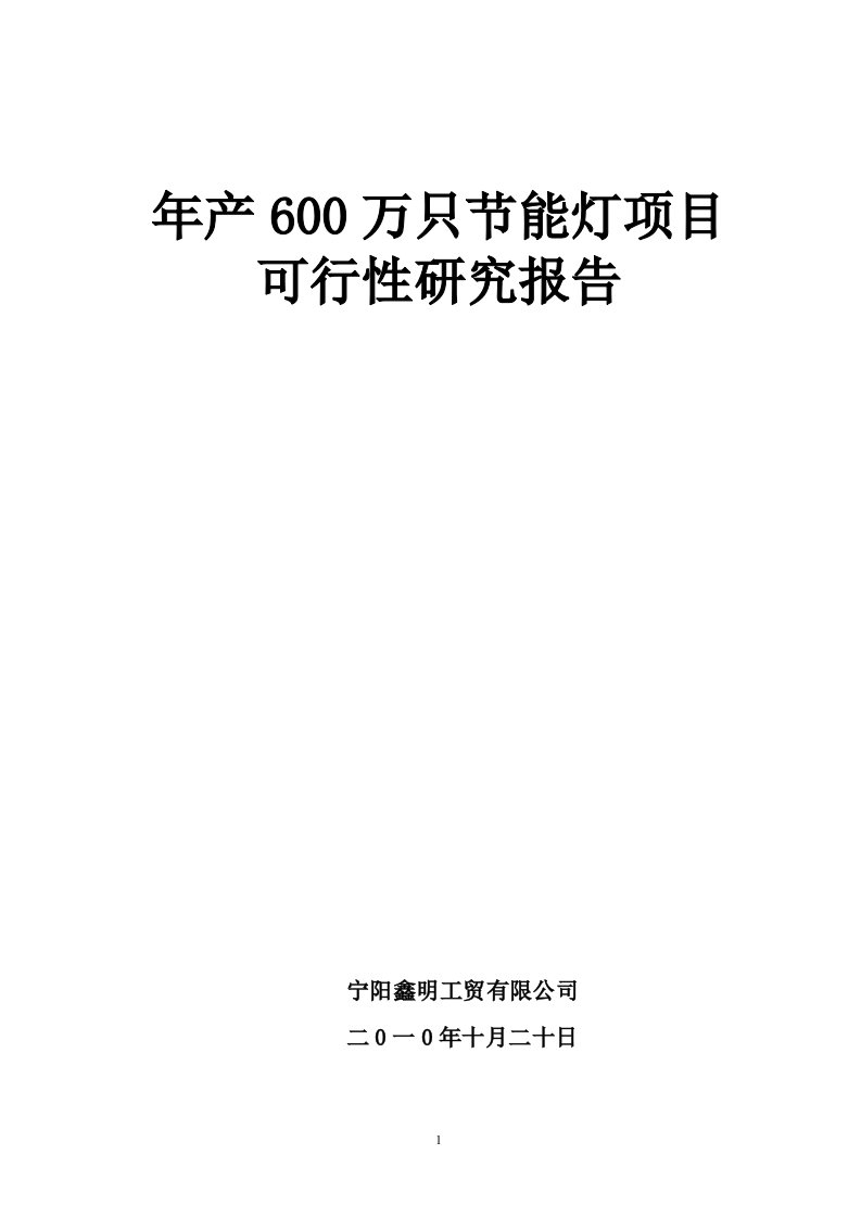 年产600万只节能灯可行性项目报告