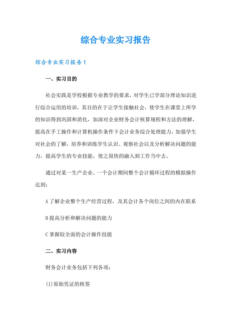 综合专业实习报告