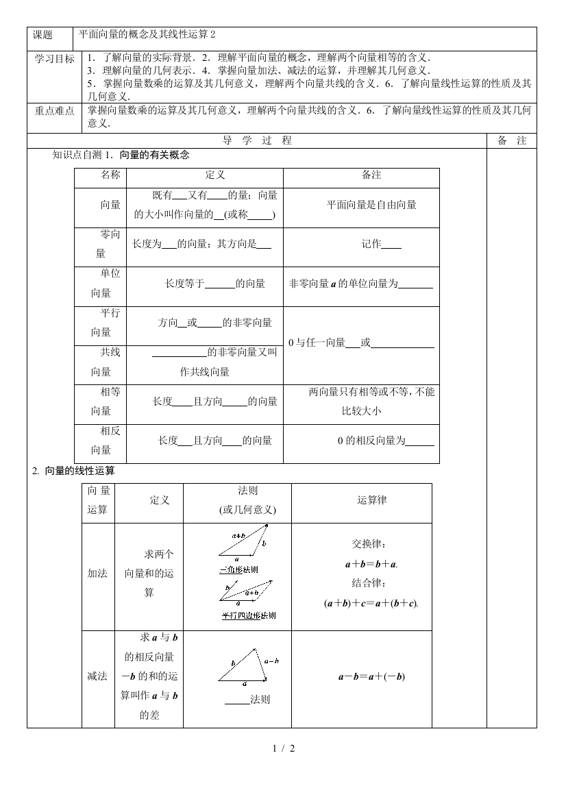 平面向量的概念及其线性运算2