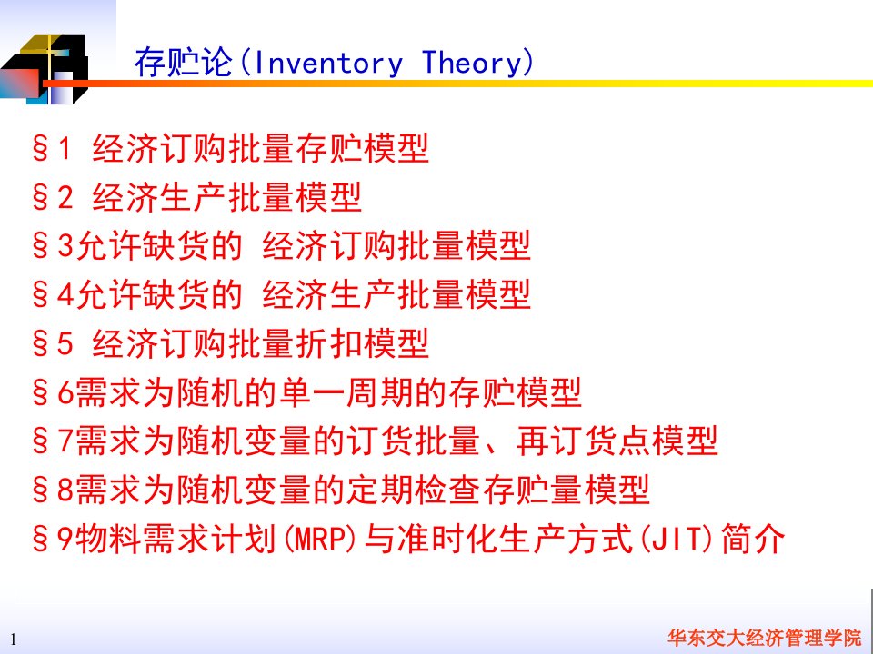 管理运筹学存储论幻灯片课件