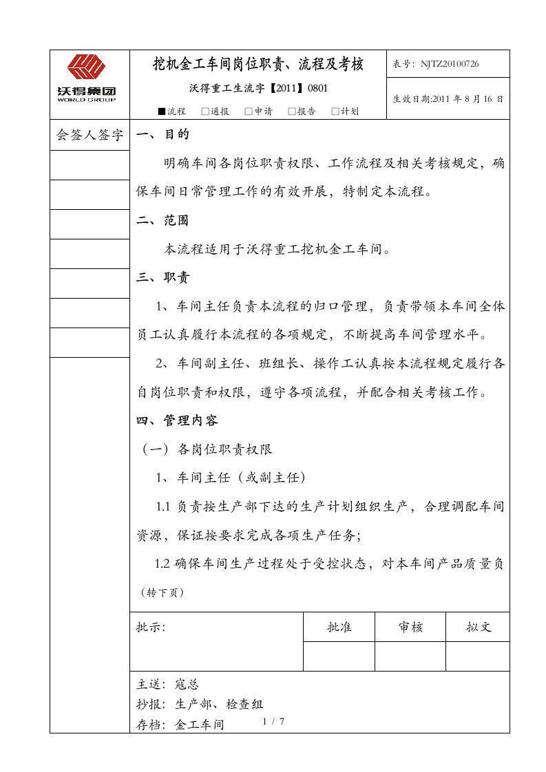 金工岗位职责、流程与考核