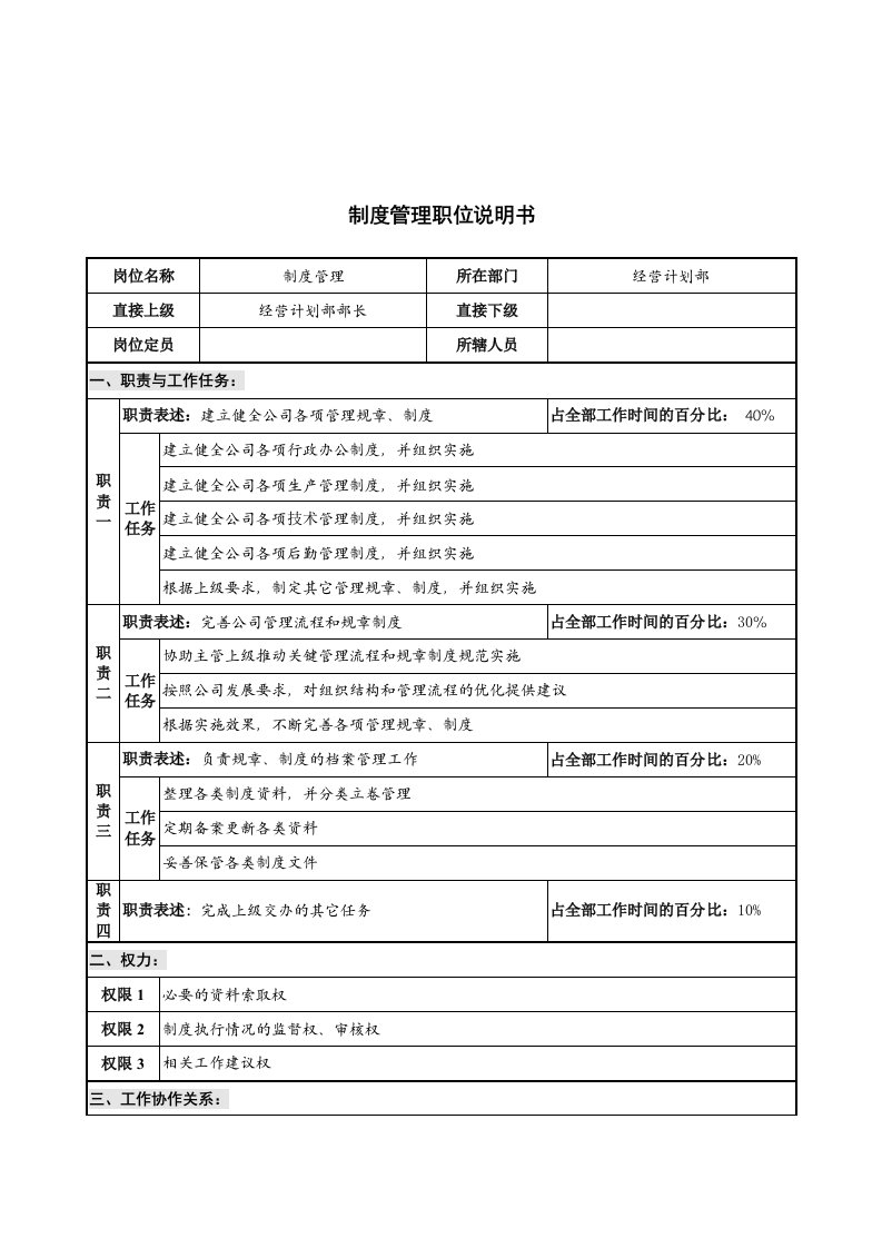 岗位责任制度汇总