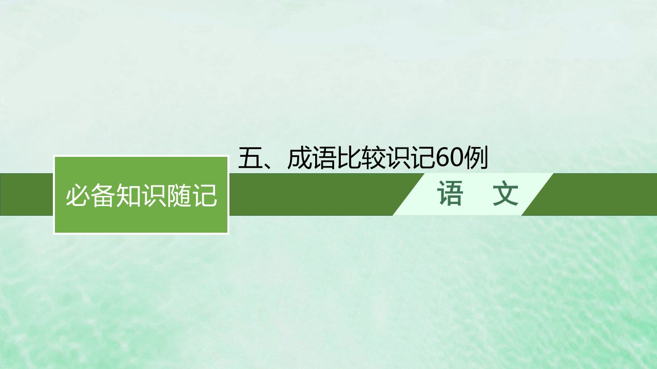 适用于新教材2024版高考语文一轮总复习五成语比较识记60例课件部编版