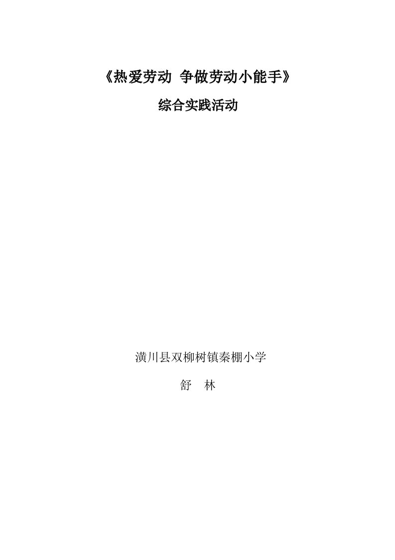 《热爱劳动-争做劳动小能手》综合实践-材料--舒林