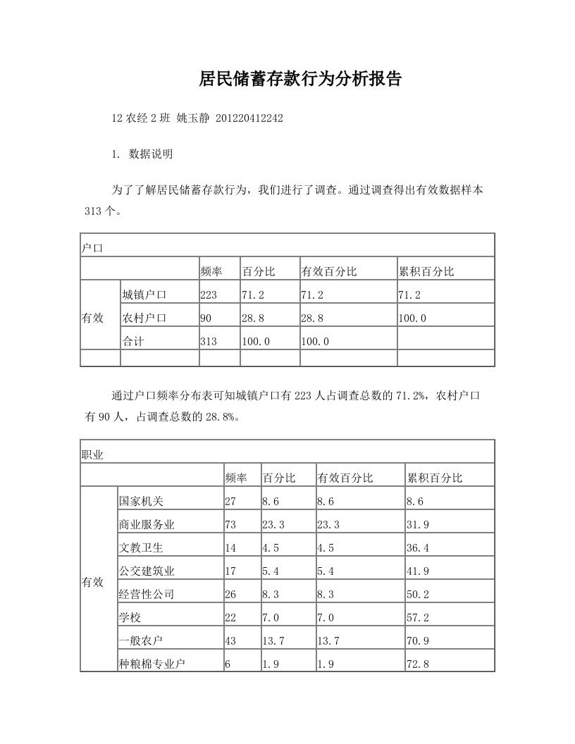 居民储蓄存款行为分析报告