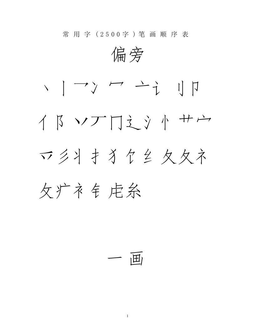 常用汉字3500笔画顺序表