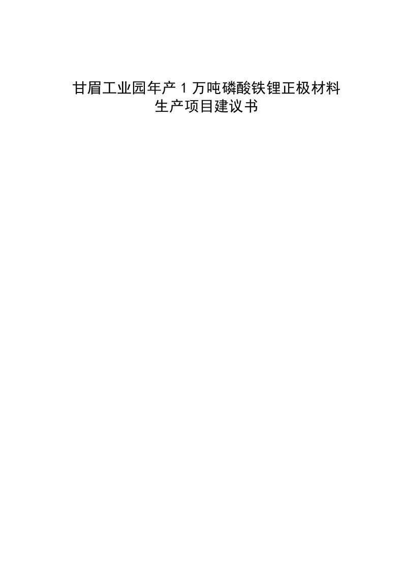 年产1万吨磷酸铁锂正极材料生产项目