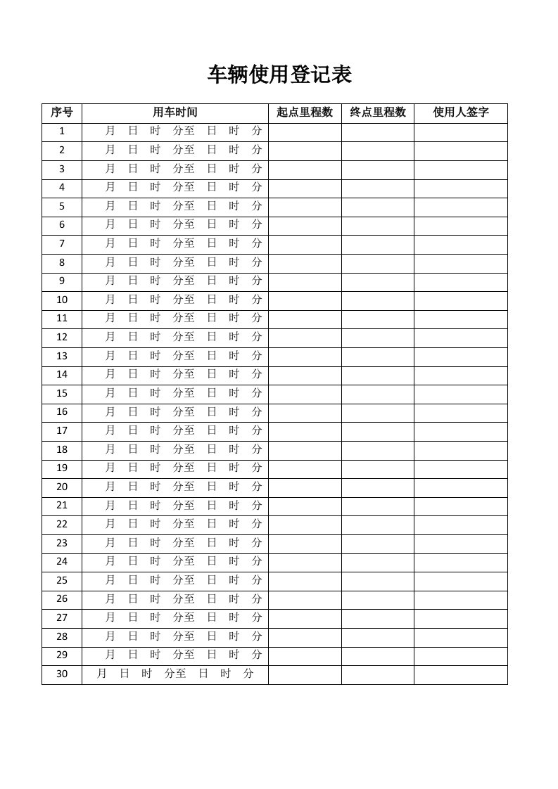 车辆使用登记表、派车单