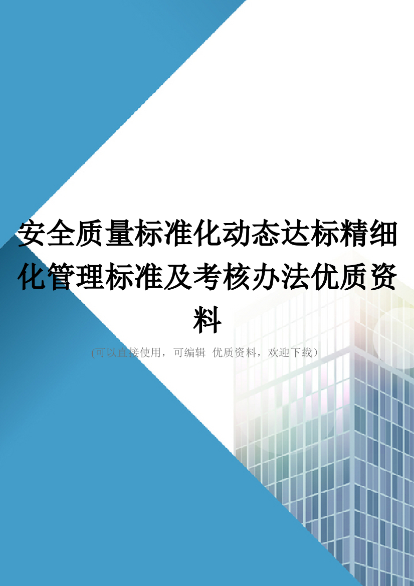 安全质量标准化动态达标精细化管理标准及考核办法优质资料