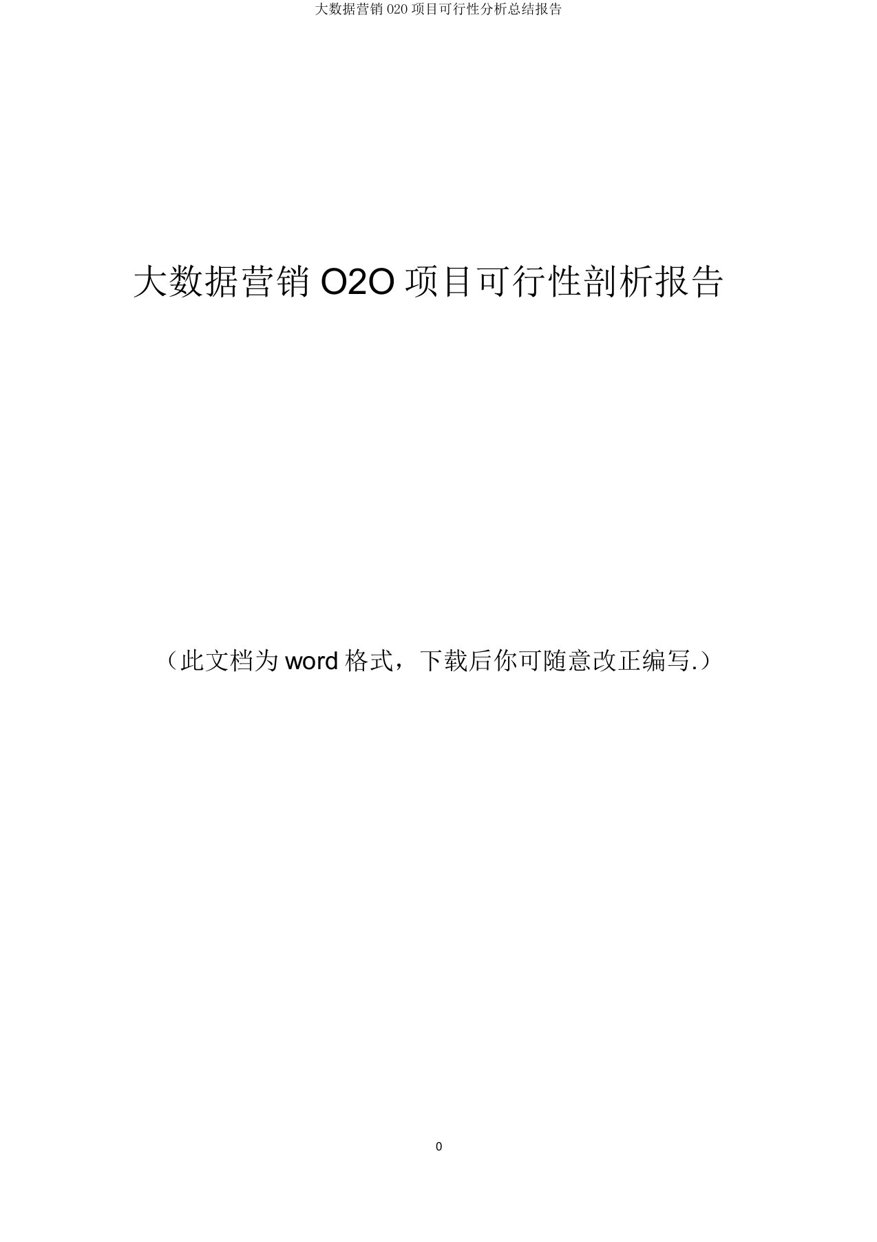 大数据营销O2O项目可行性解析总结报告