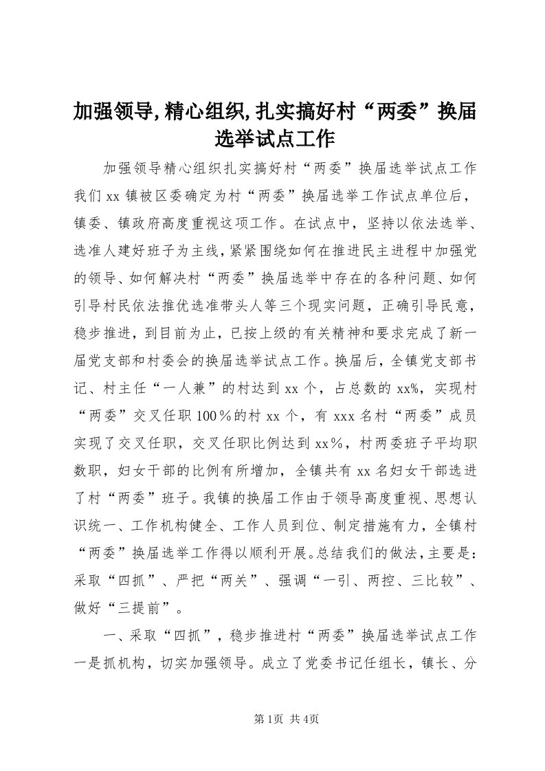 3加强领导,精心组织,扎实搞好村“两委”换届选举试点工作