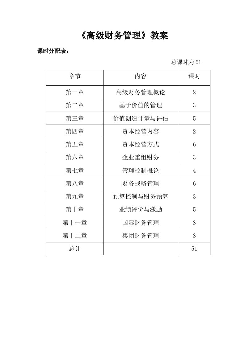 高级财务管理教案