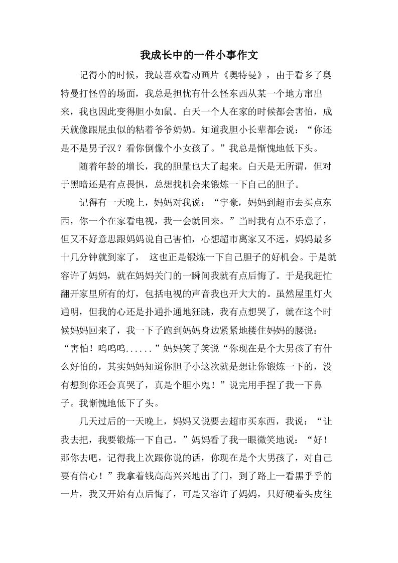 我成长中的一件小事作文