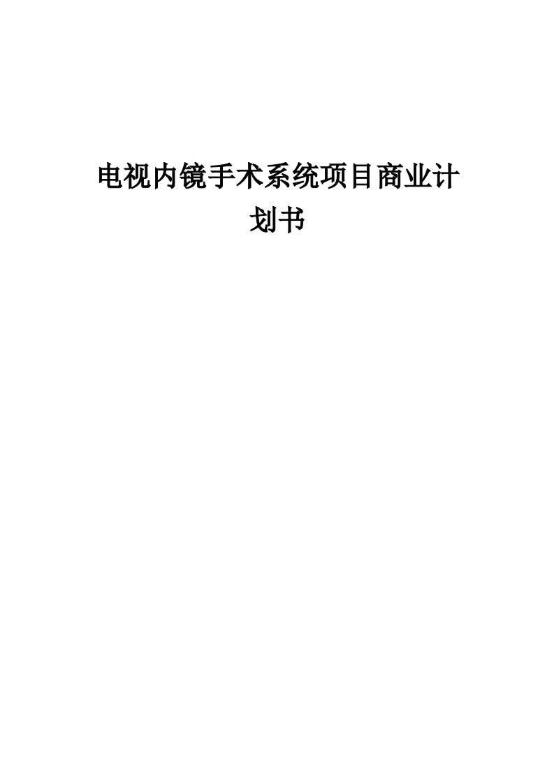 电视内镜手术系统项目商业计划书