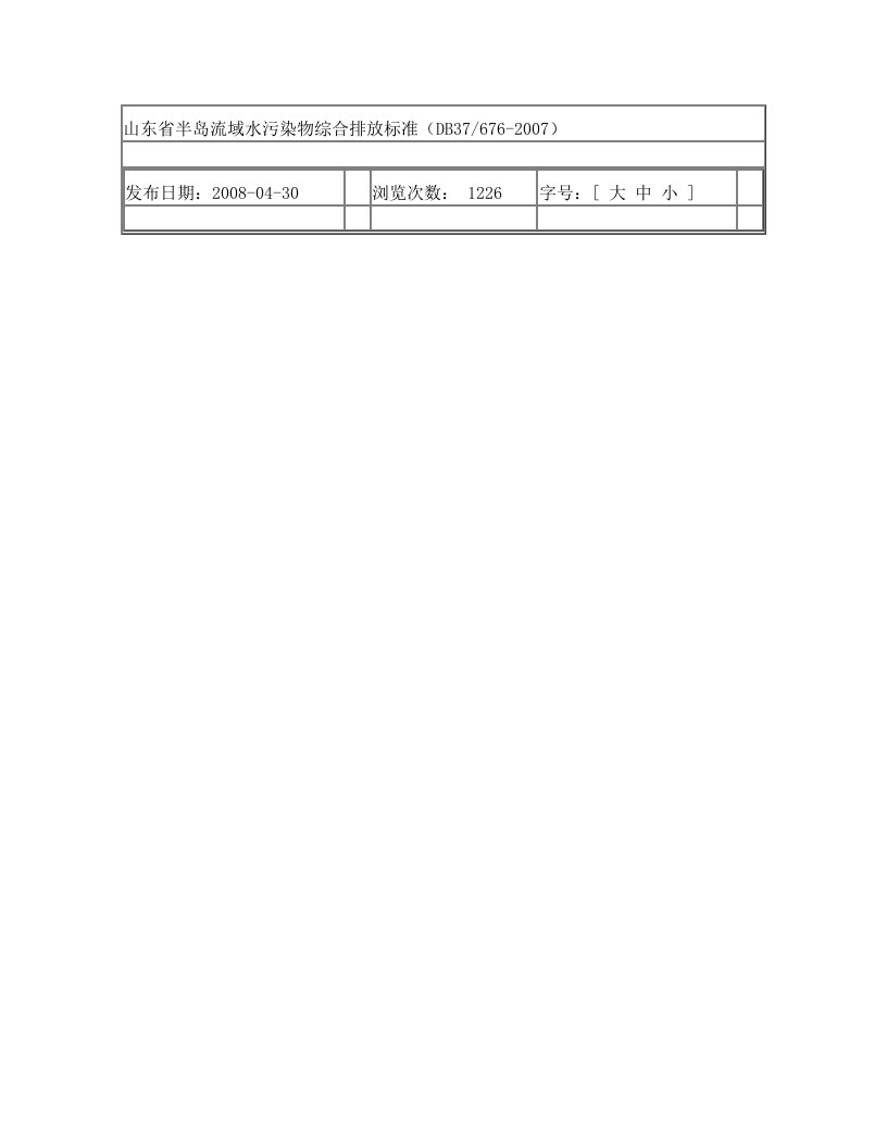 山东省半岛流域水污染物综合排放标准(DB37676-2007)