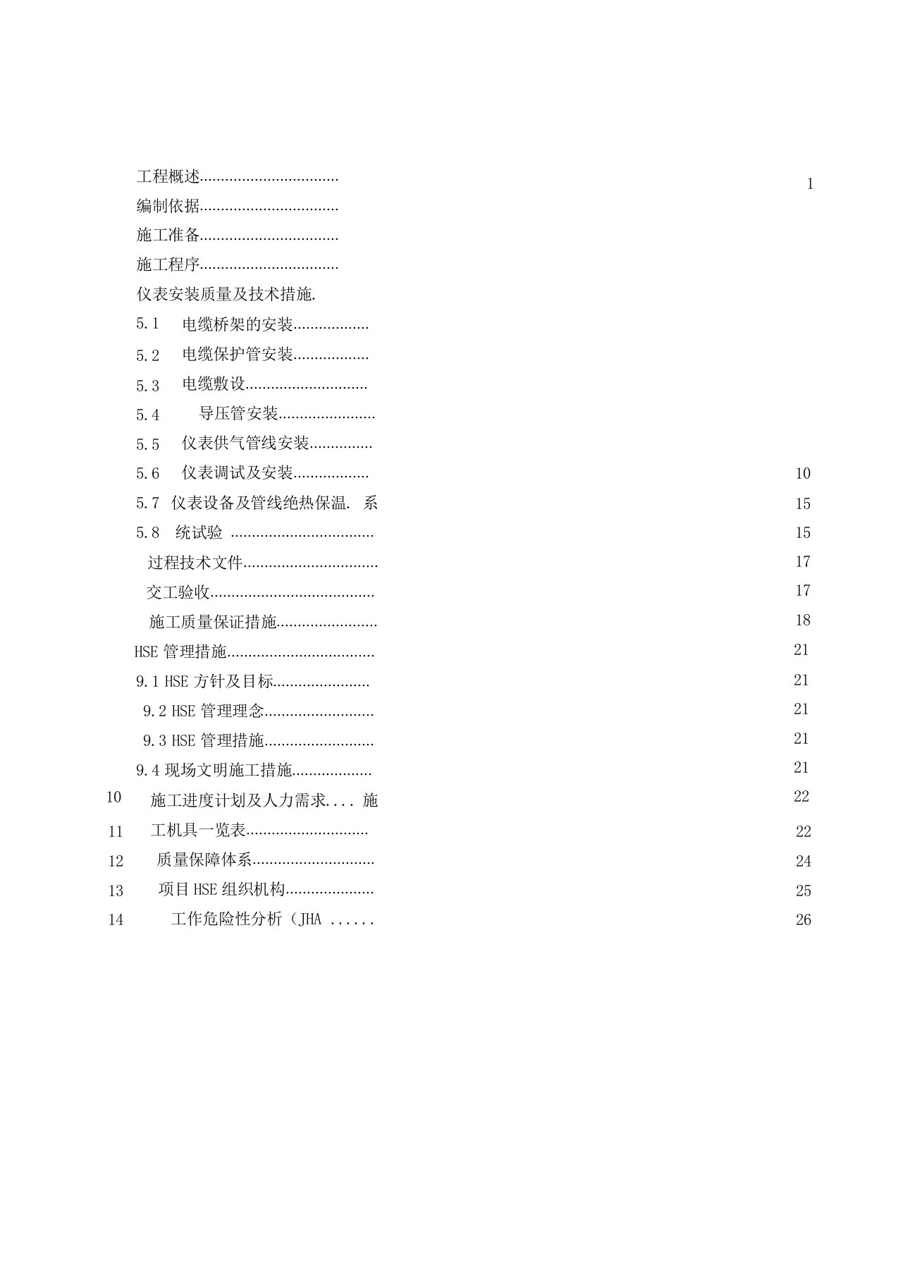 石油化工仪表施工方案模板