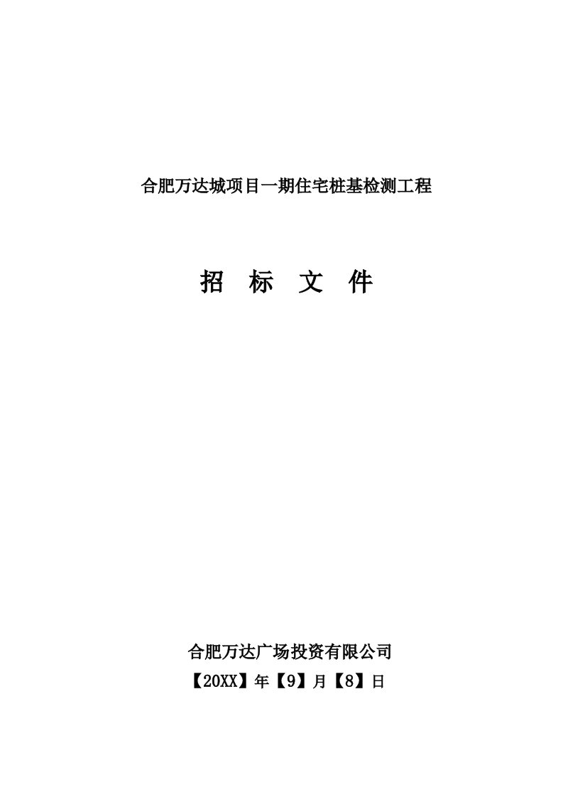 招标投标-合肥万达城一期桩基检测招标文件冶金矿山地质工程